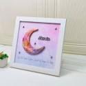 Cuadro de Arte Fluido en Forma de Luna Rosa Personalizado