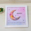 Cuadro de Arte Fluido en Forma de Luna Rosa Personalizado