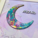 Cuadro de Arte Fluido en Forma de Luna Turquesa Personalizado