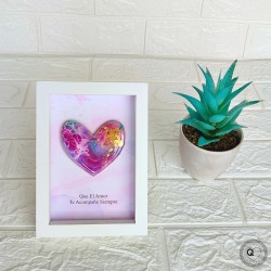 Cuadro de corazón - Arte fluido con Resina - Regalo Personalizado