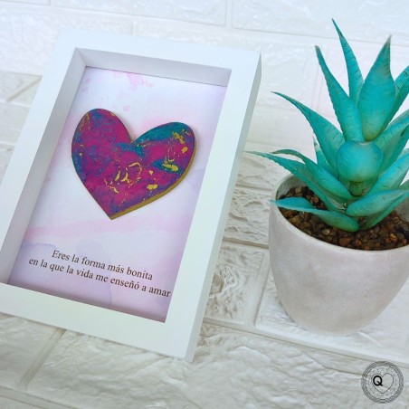 Cuadro de corazón - Arte fluido con Resina - Regalo Personalizado