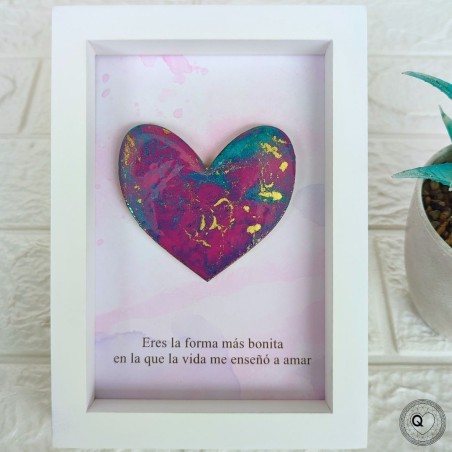 Cuadro de corazón - Arte fluido con Resina - Regalo Personalizado