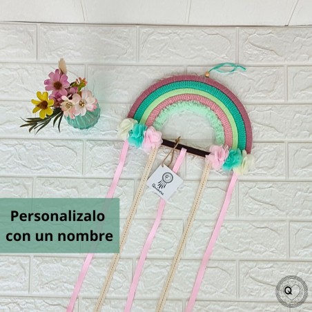 Organizador de Ganchos y Vinchas Personalizable - Diseño de Arcoíris