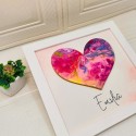 Cuadro de Arte Fluido en Forma de Corazón Rosado Personalizado